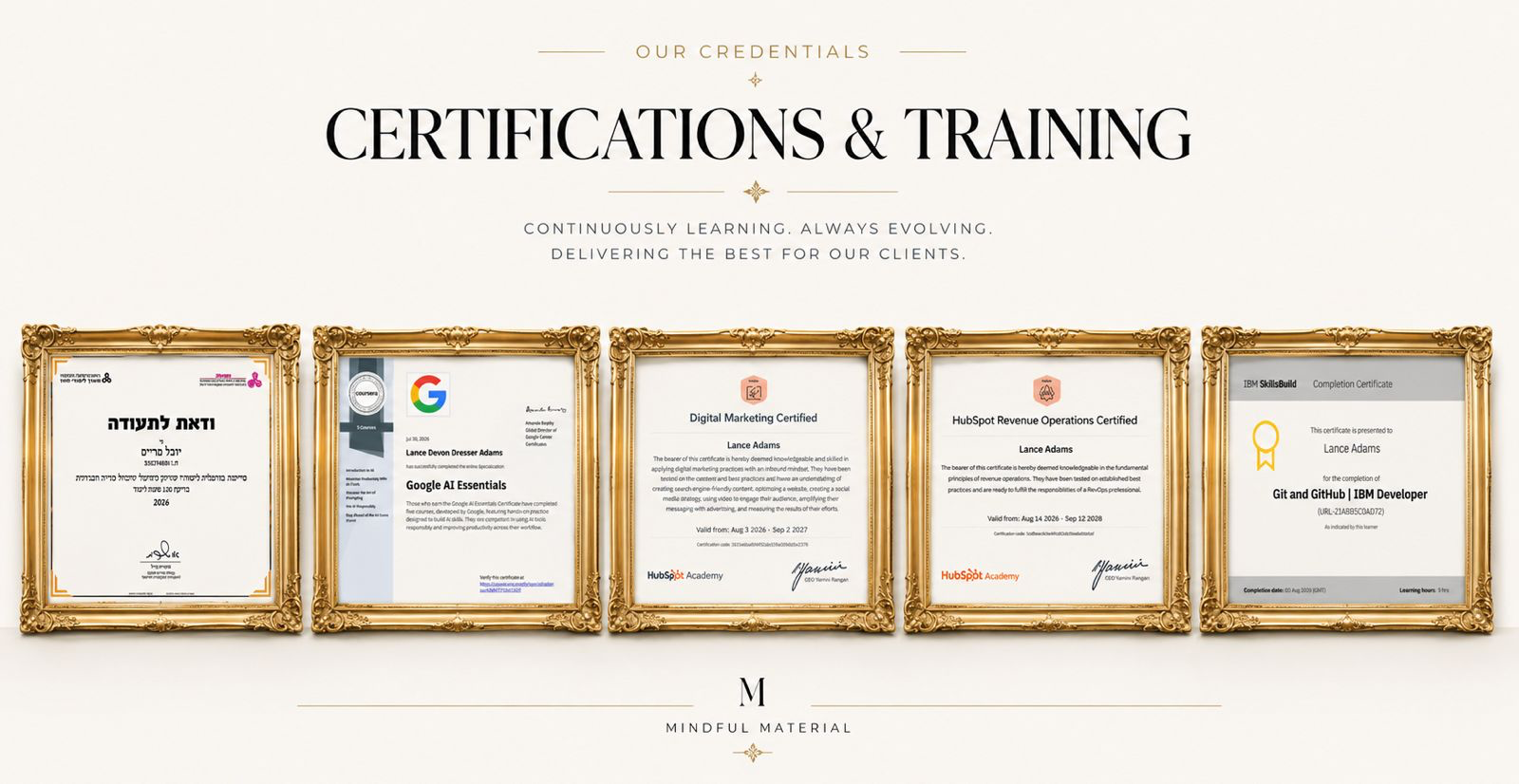 Mindful Material certifications and training credentials