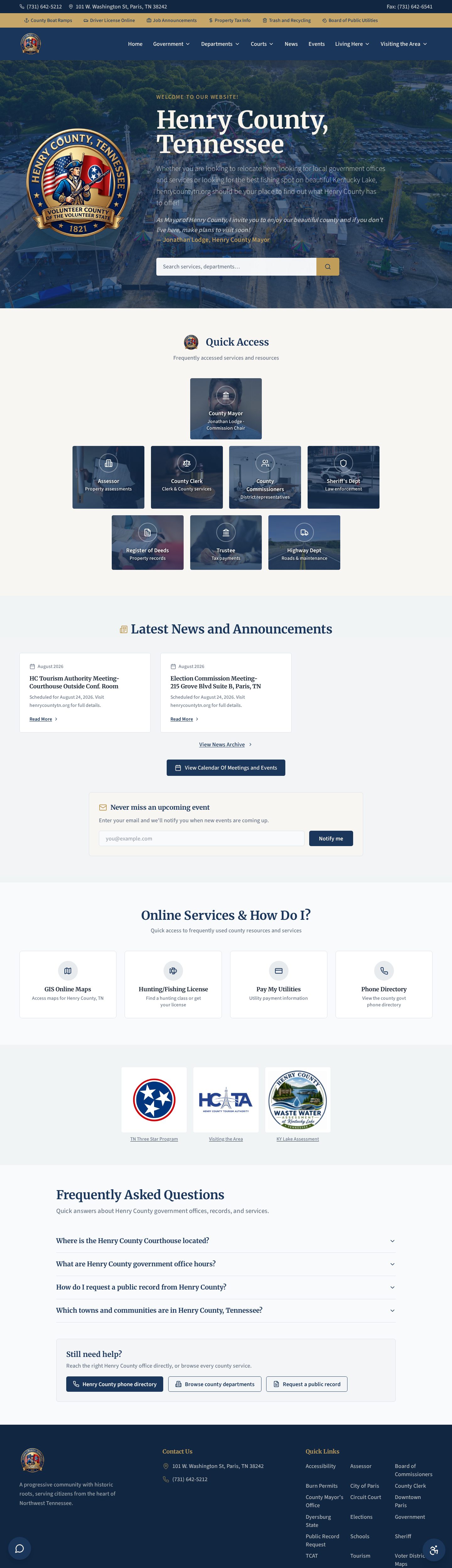 Henry County, Tennessee website preview